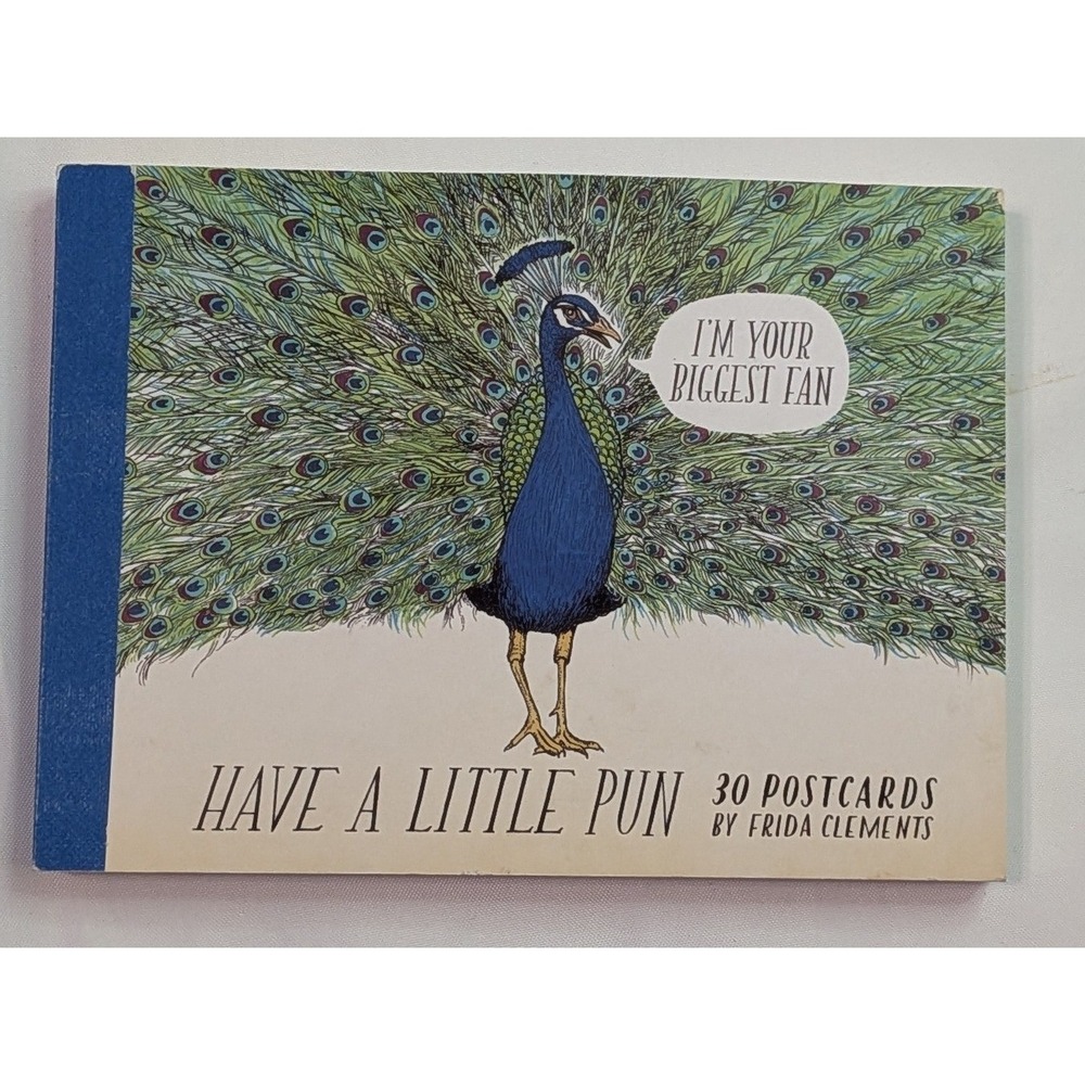 Chronicle Books Have a Little Pun Postcards Frida Clements Blue Excellent 30ct
